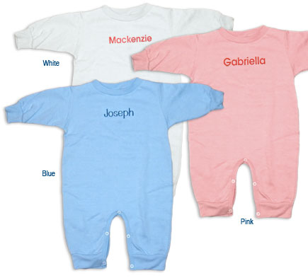Personalized, monogrammed rompers for baby.