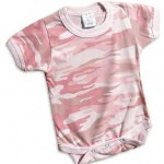 Camo-Baby Bodysuit (onesie) in camouflage print. 100% cotton. Sewn to tough specs